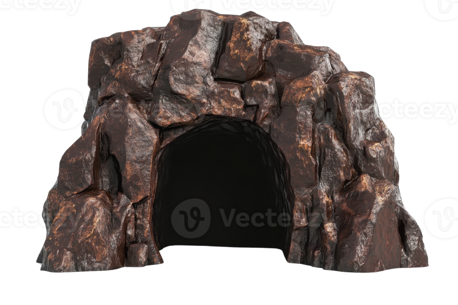 Realistic isolated cave entrance with rocky structure, perfect for nature, adventure, and exploration-themed projects. png