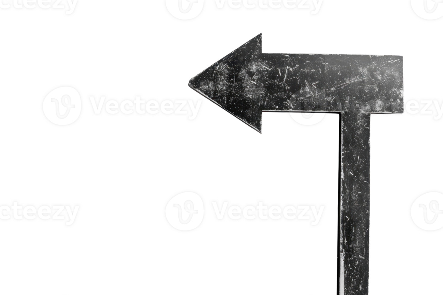 Vintage grunge left arrow sign on a transparent background. Perfect for directional, navigation, and retro-themed designs in various projects. png