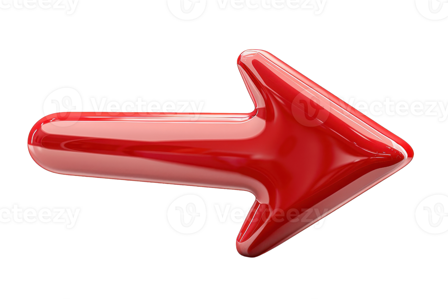 Shiny red arrow pointing right, isolated on transparent background. Ideal for directions, navigation, or design purposes in digital and print projects. png
