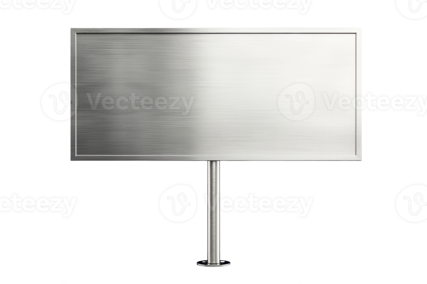 Metal signpost with blank surface against a transparent background. ideal for customizable messages or advertisements. png