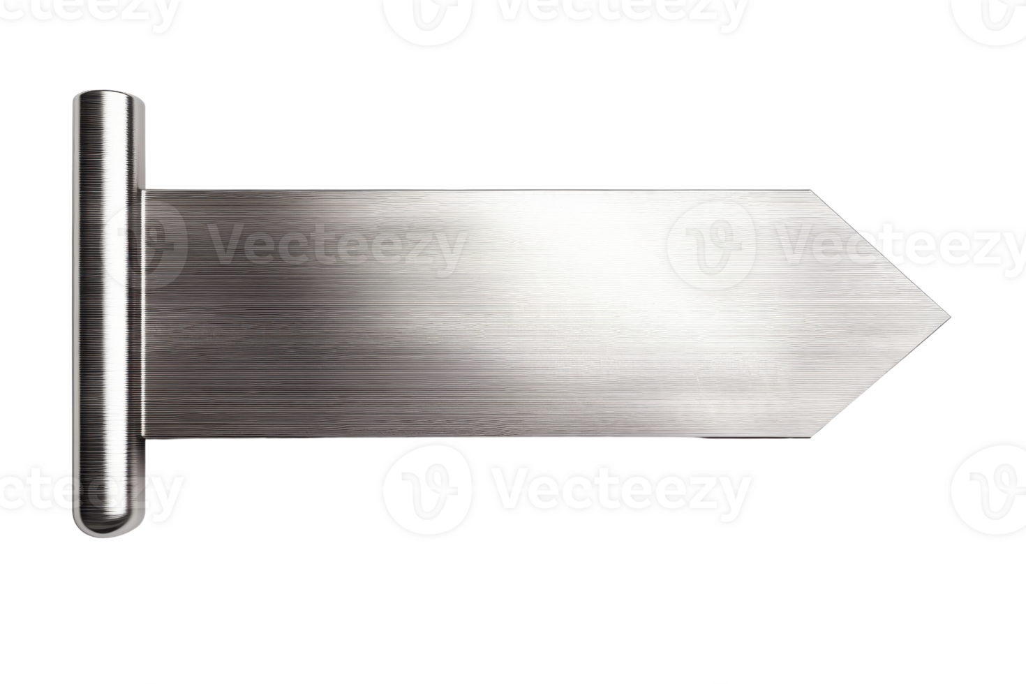 Metallic arrow sign isolated on transparent background. perfect for navigation and directional purposes in modern designs. png