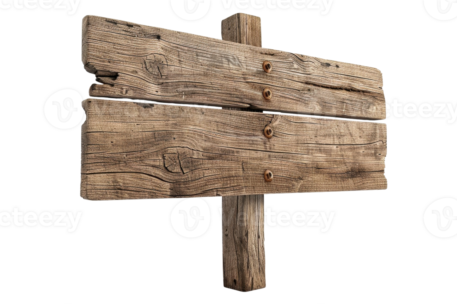 Vintage wooden signpost isolated on transparent background. Perfect for rustic decor, directional signs, or garden accents. png