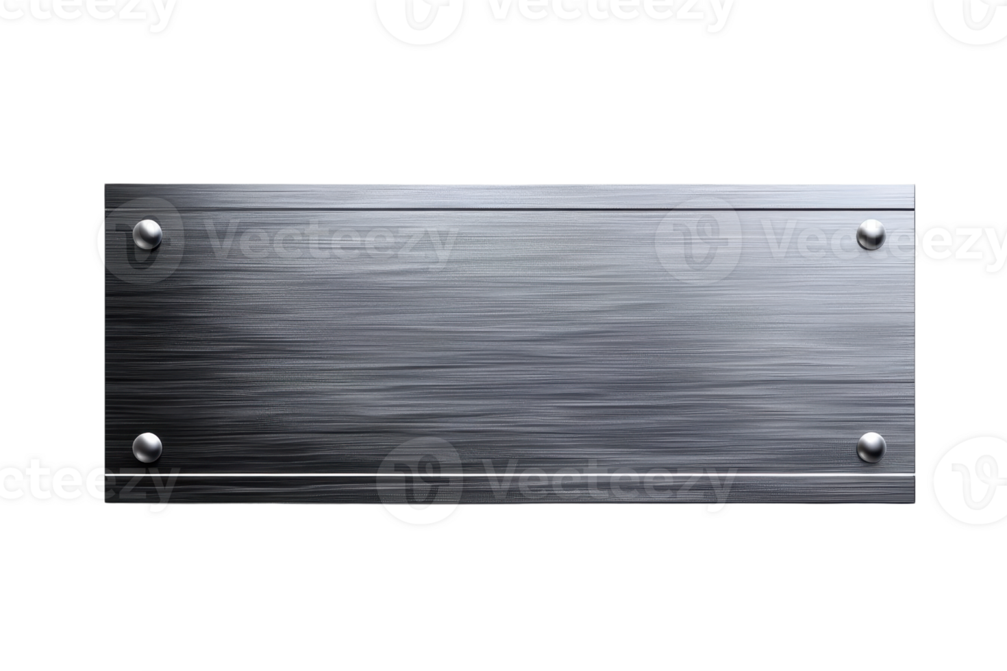 Metal plate isolated, brushed steel texture with screws. Perfect for industrial design, signage, and background purposes. png