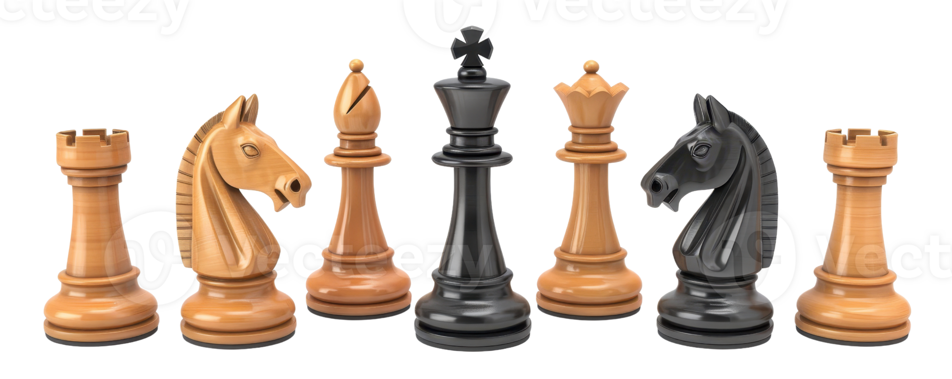 High-quality 3D-rendered chess pieces on a transparent background, including pawns, knights, bishops, and a king and queen. png