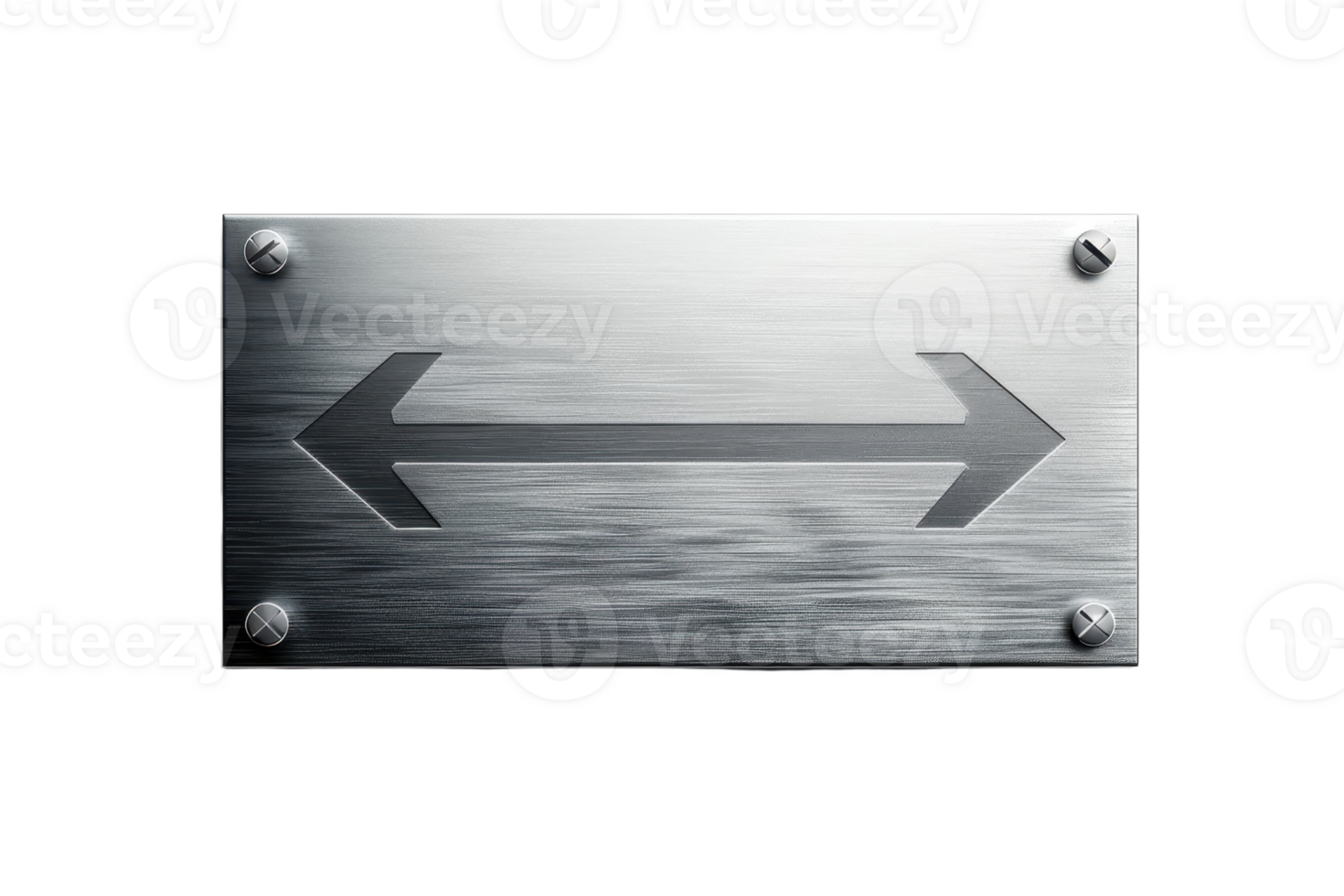 Rustic metal sign with a double-ended arrow pointing in both directions, ideal for navigation and industrial-themed designs. png