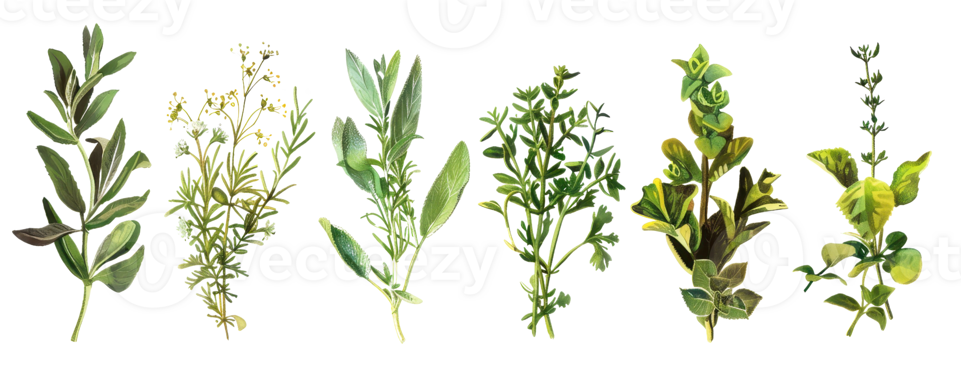 High-resolution image of various fresh herbs. Perfect for culinary, botanical, and natural remedy uses. png