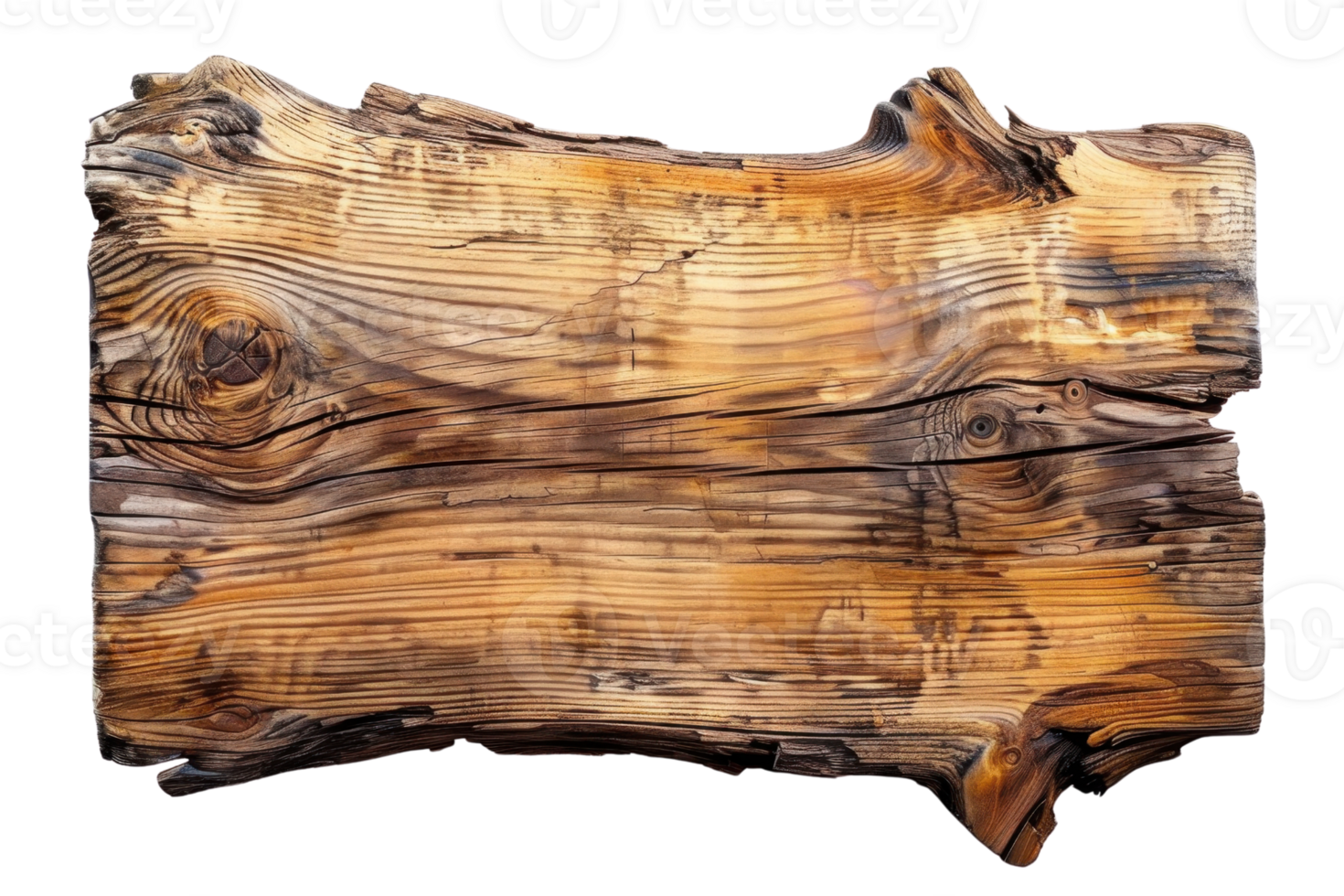 Rustic wooden plank with a weathered surface, perfect for backgrounds, banners, or textures in various design projects. png