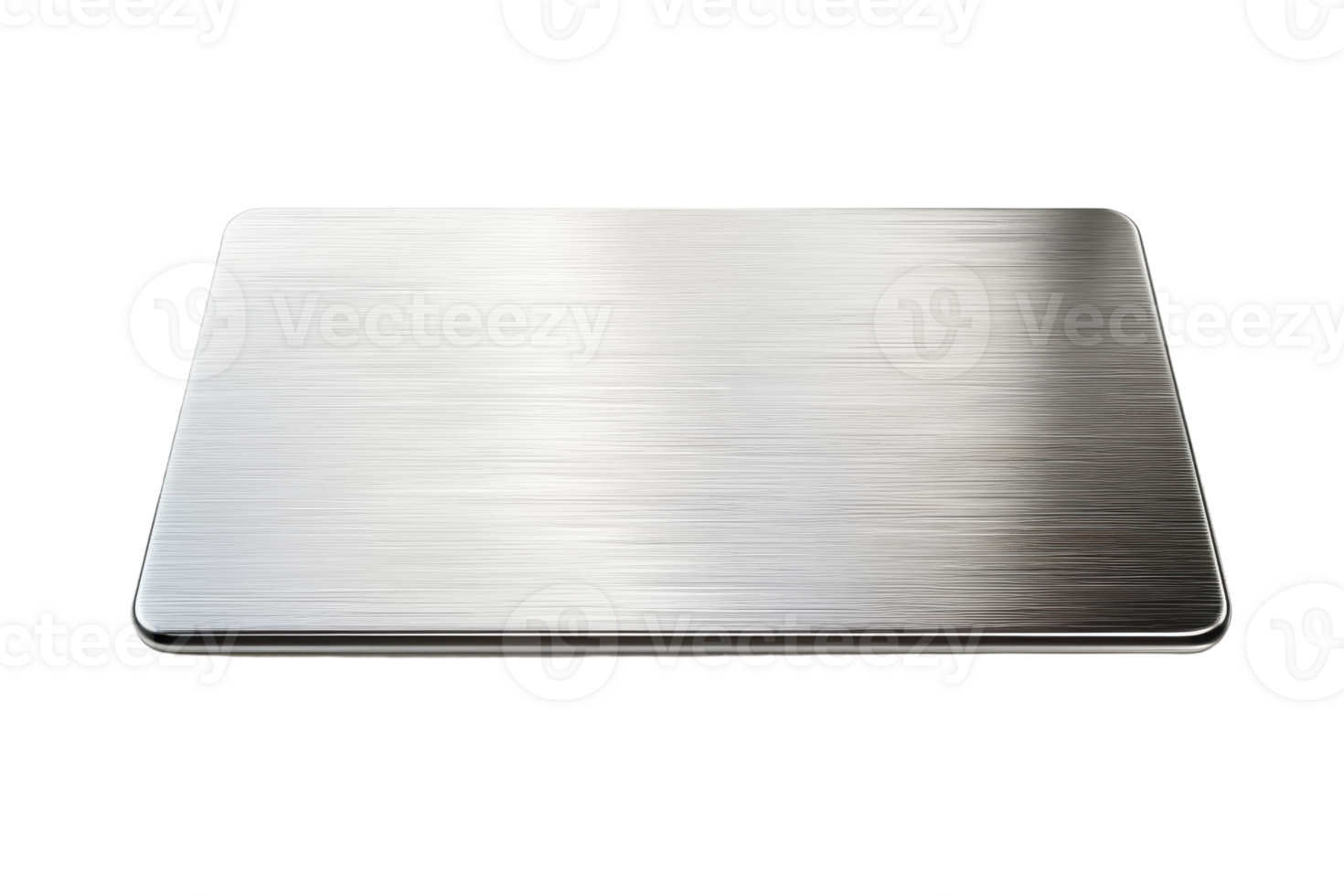 Sleek rectangular brushed metal surface with a minimalist design, perfect for tech, hardware, and industrial applications. png