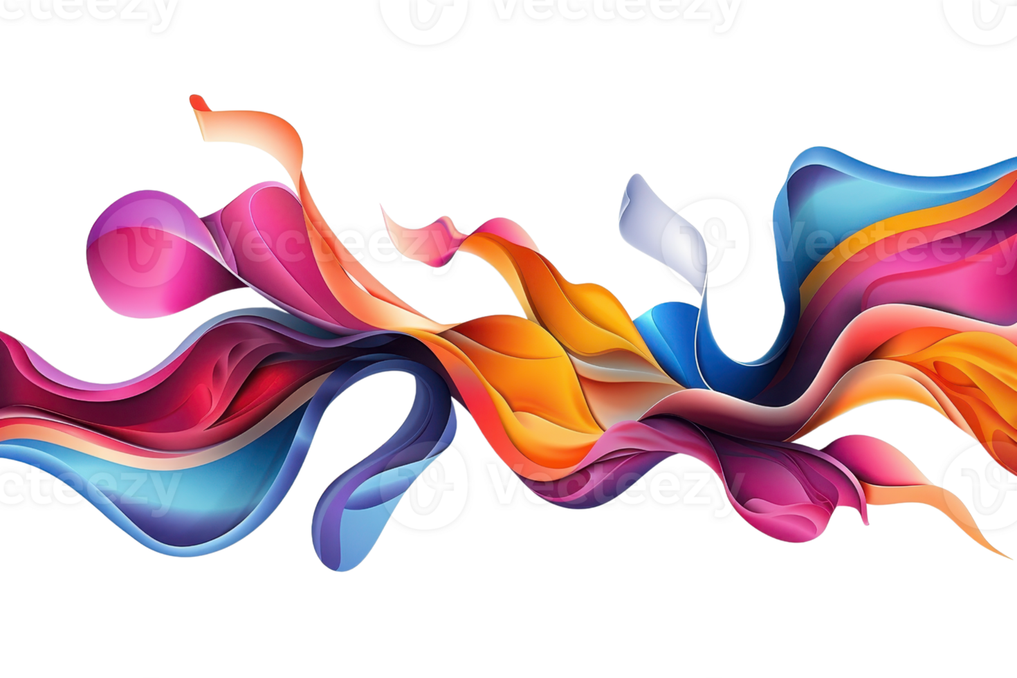 Vibrant abstract wave of colorful swirling patterns in a dynamic, flowing design, representing creativity, energy, and movement. png