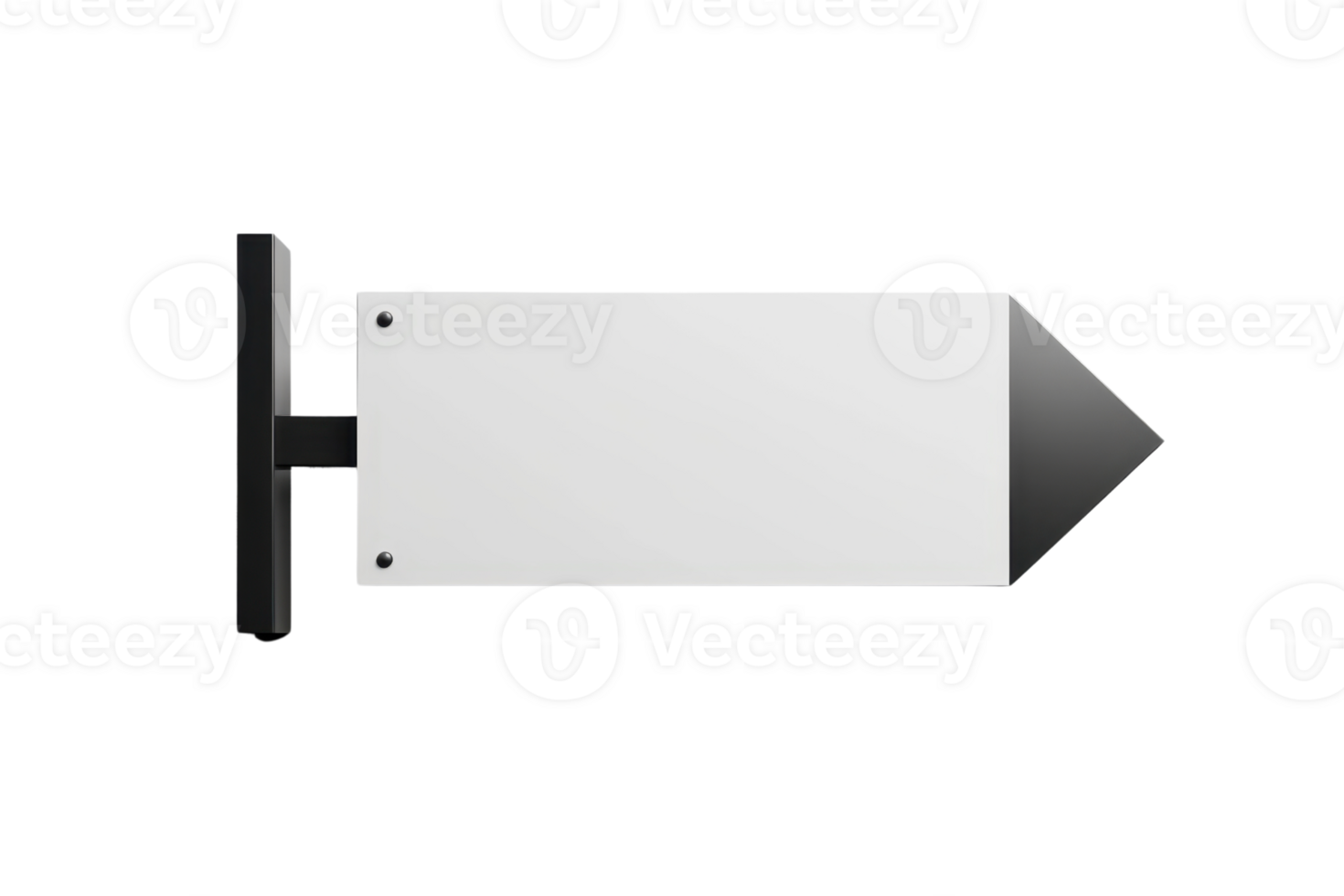 Blank arrow direction sign mounted on wall with a black frame, ready for customization or information display. png