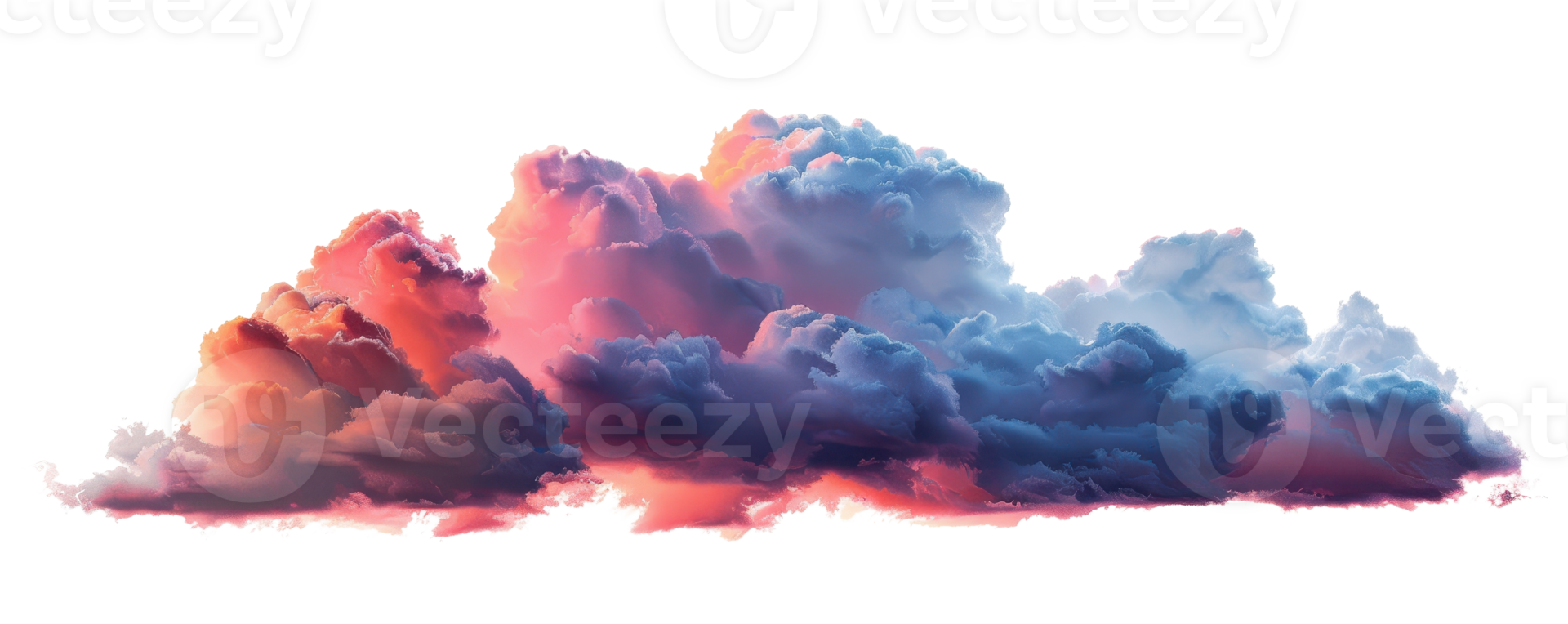 Vibrant clouds with stunning sunset hues of pink, orange, and blue, creating a beautiful and serene sky scene. png