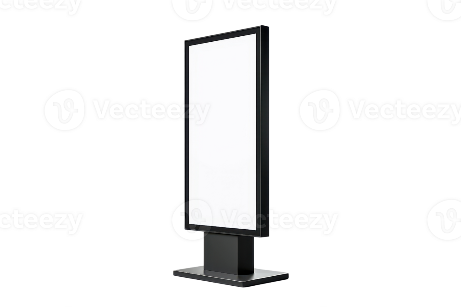 Blank vertical digital signage screen isolated on transparent background. ready for advertising mockup or promotional display purposes. png