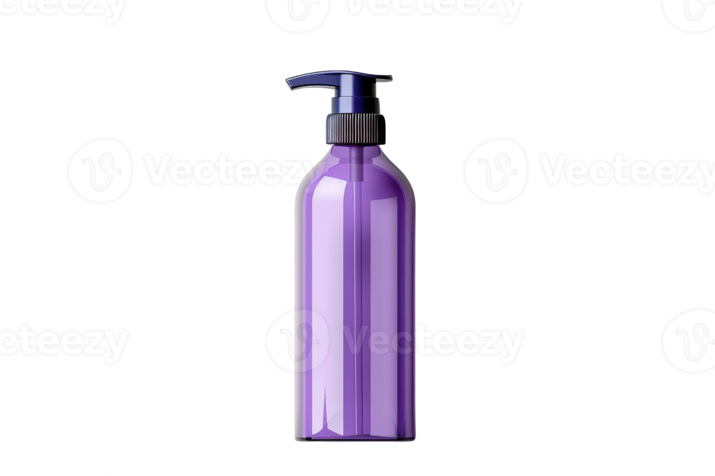 Purple pump bottle for toiletries and cosmetics. Sleek design, versatile usage for soap, lotion, or shampoo. Ideal for bathroom or travel. png