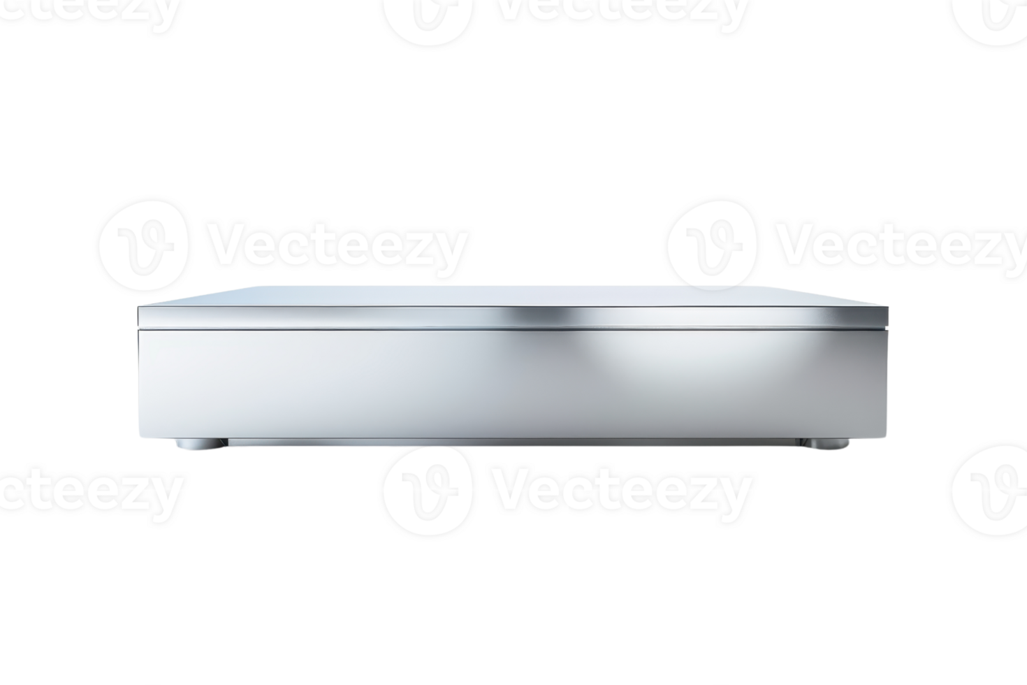 Metallic rectangular device on transparent background. Ideal for electronics, technology, and hardware themes in professional presentations or ads. png