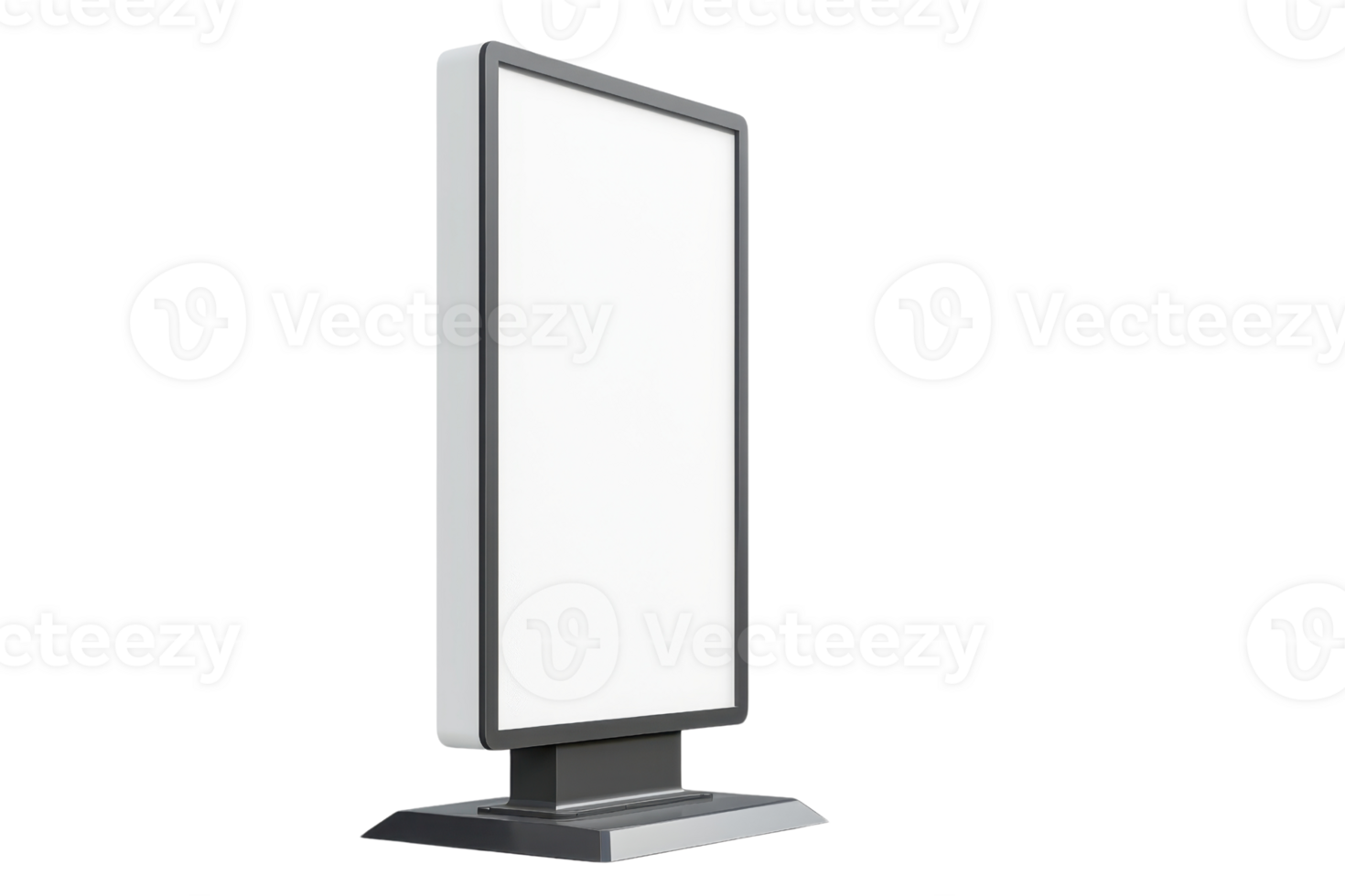 Isolated white empty vertical advertising billboard with a blank screen, perfect for presentations, posters, or digital signage. png