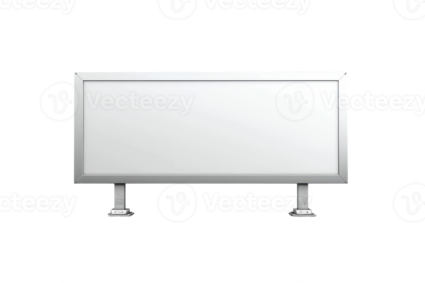 Blank white billboard with metallic frame, isolated on transparent background. Perfect for advertising, branding, and marketing presentations. png
