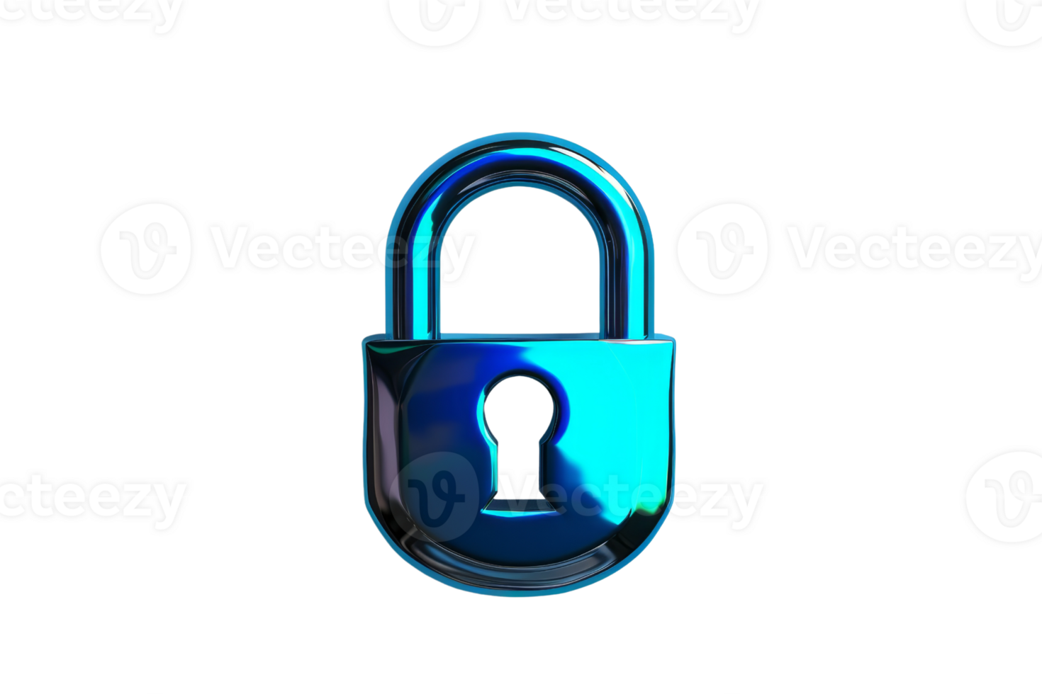 Shiny blue padlock symbolizing security and protection on a transparent background, perfect for digital and online security themes. png