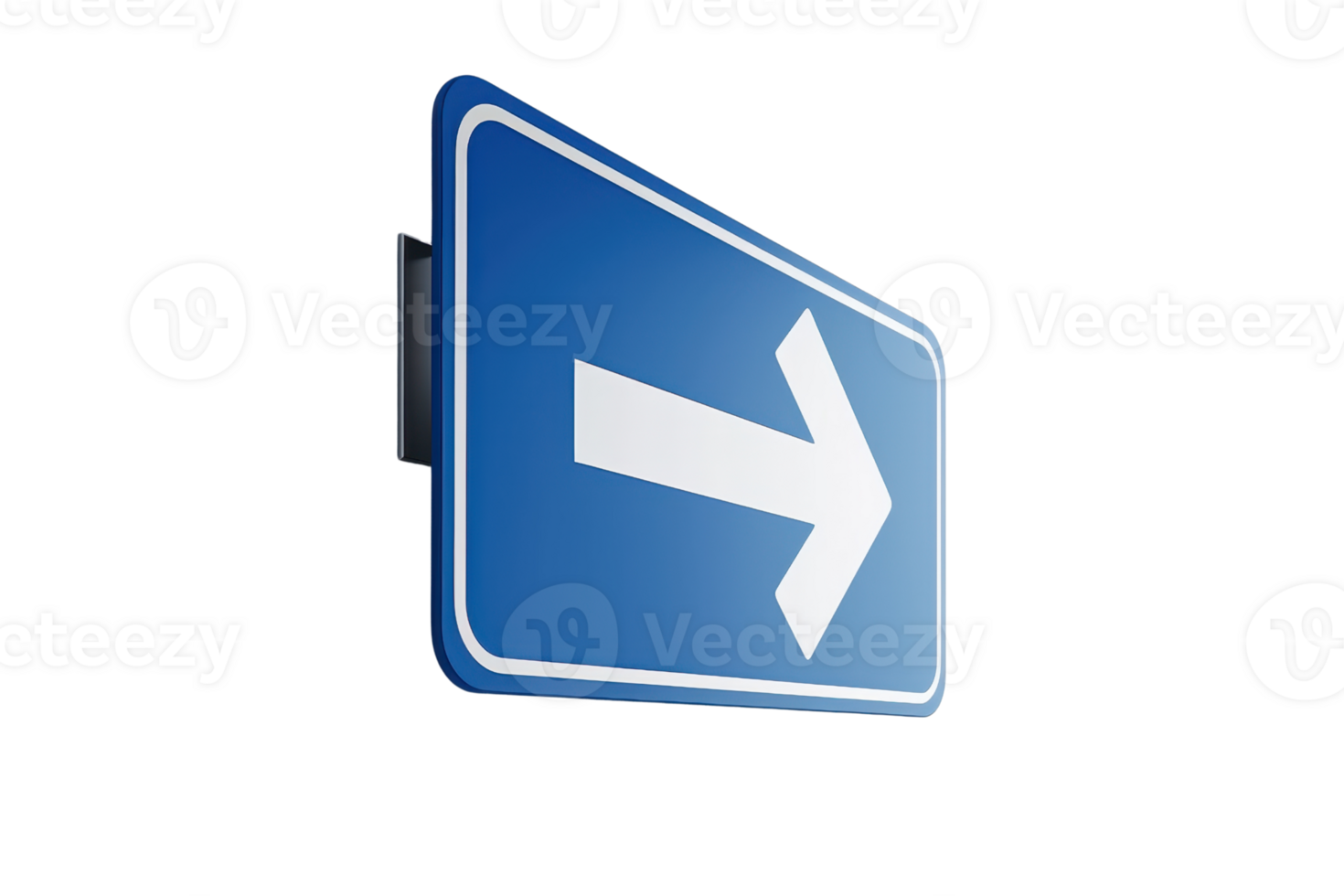 Isolated blue arrow sign pointing right on a transparent background. used for directions, navigation, or indicating a one way route. png