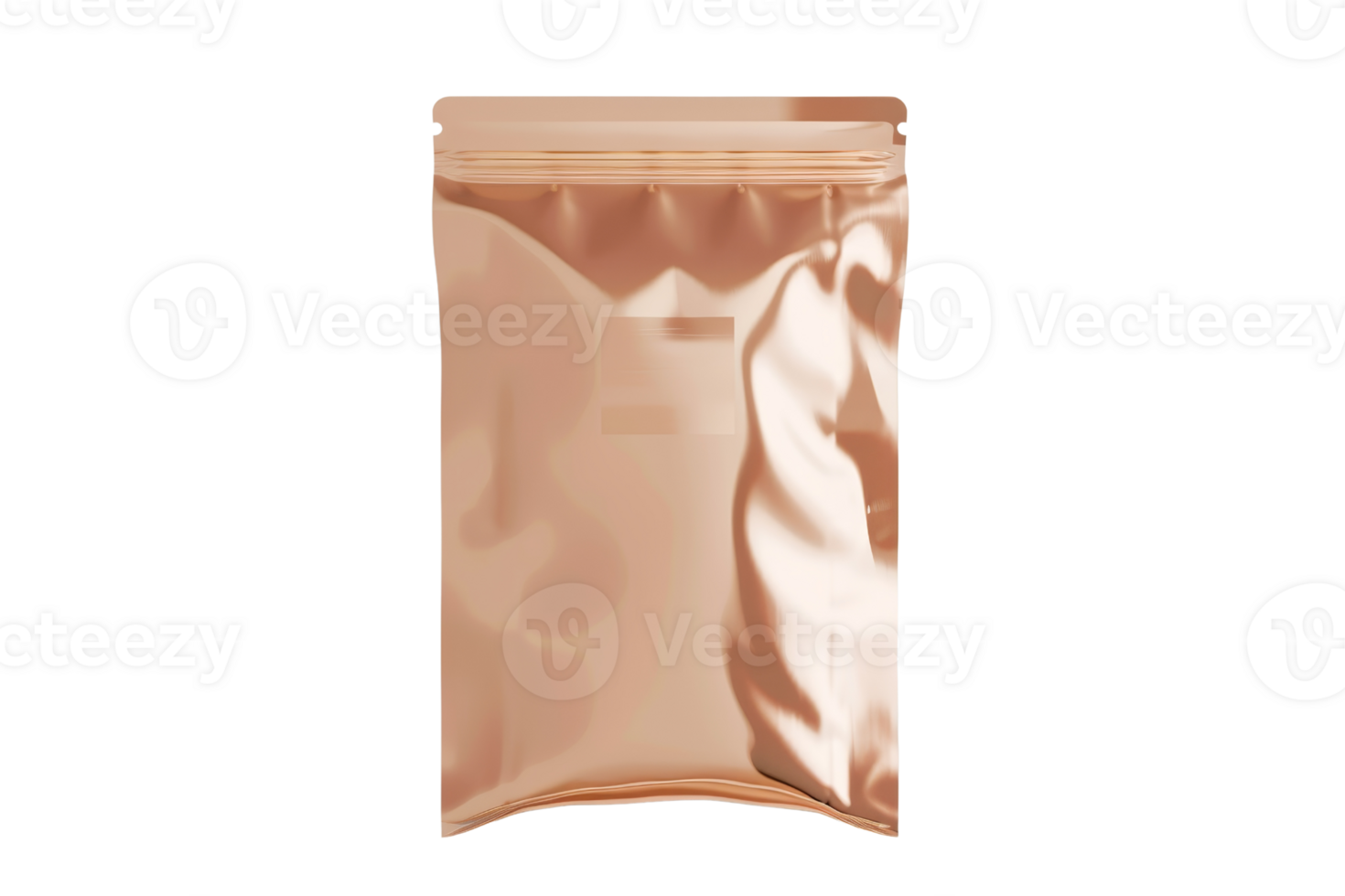 Shiny reusable ziplock bag with a metallic rose gold finish, ideal for storage and preserving freshness of products or items. png
