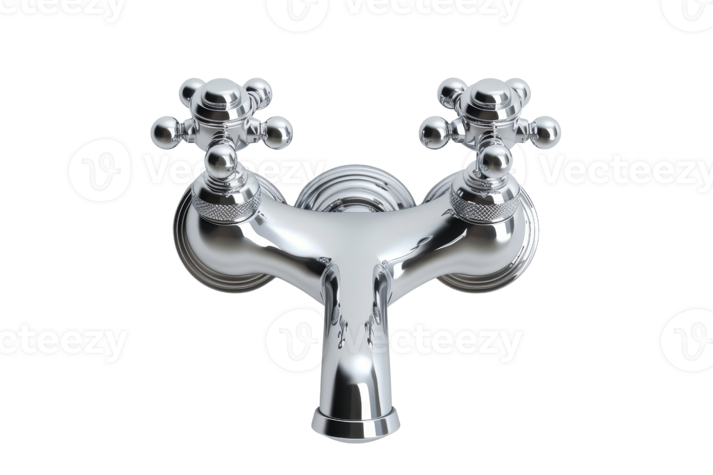 High-quality chrome bathroom faucet with dual handles. Perfect for modern or classic bathroom design and functionality. png