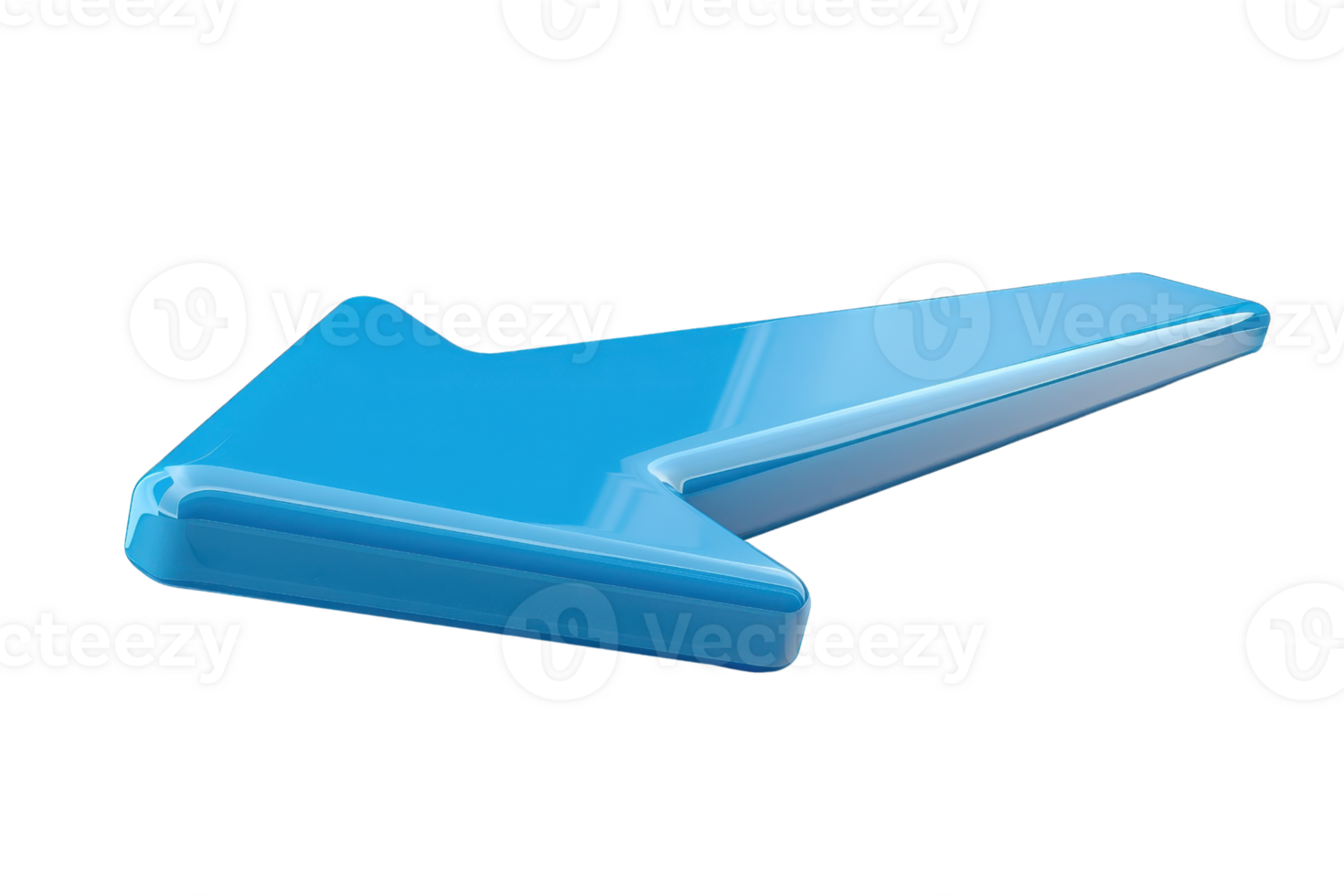 3D illustration of a blue arrow pointing to the left. Isolated on a transparent background. Perfect for directional and navigation concepts. png