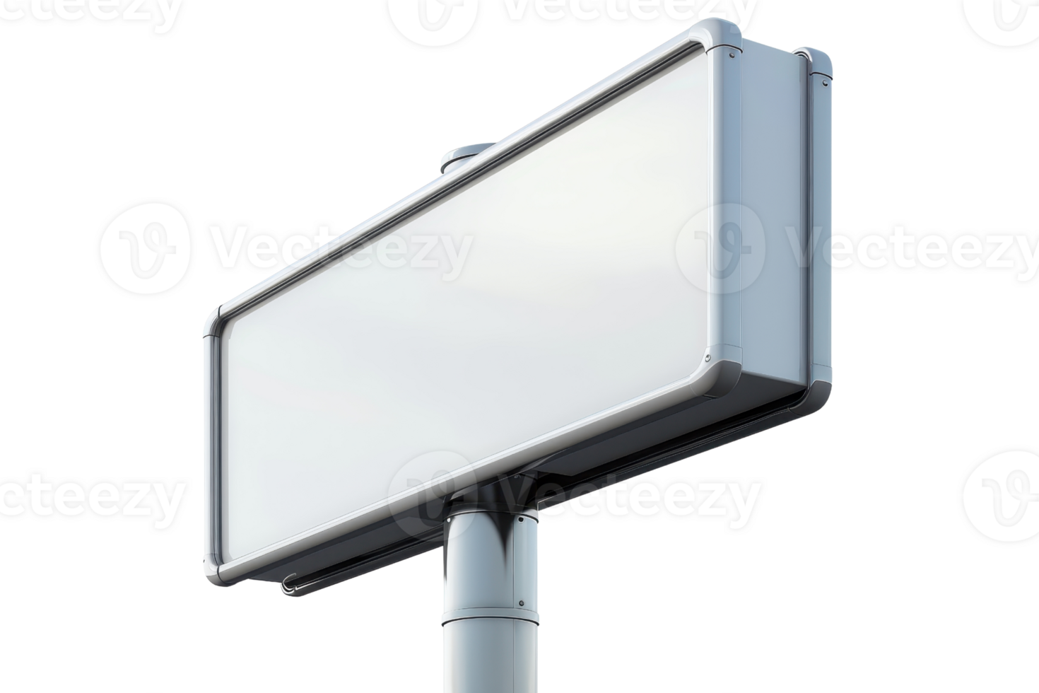 Blank white billboard with a pole isolated on transparent background. perfect for advertisements, promotions, and marketing concepts. png