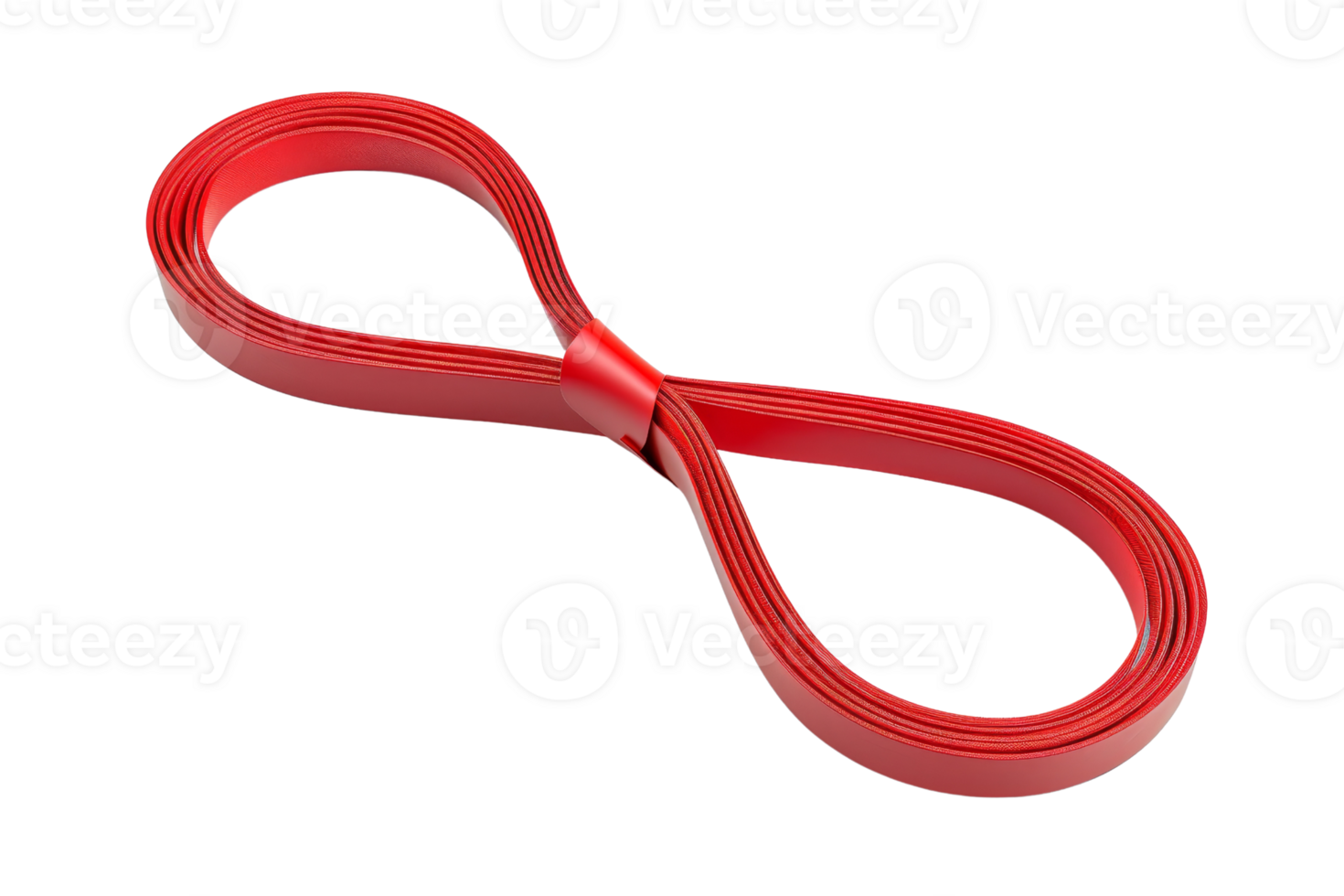 Red infinity loop isolated on transparent background. perfect for design concepts, logos, or abstract representations of infinity and continuity. png