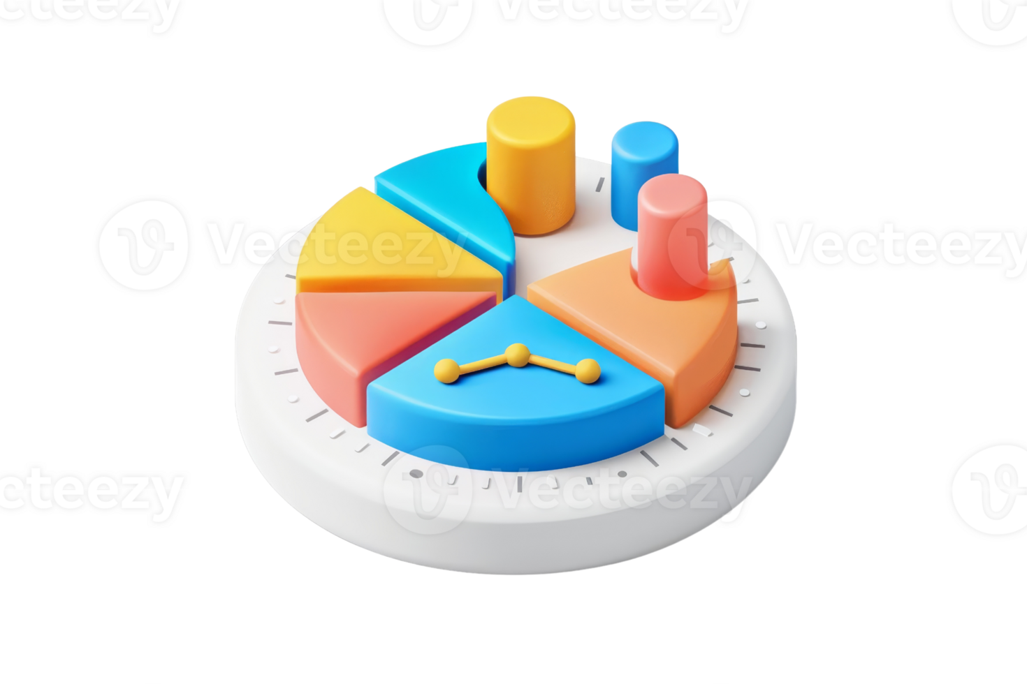 färgrik 3d paj Diagram med olika data segment och analys metrik, perfekt för företag presentationer och data visualisering. png