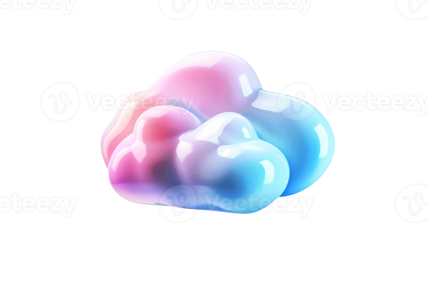 vibrante e lustroso 3d nuvem ilustração com uma mistura do Rosa e azul matizes, perfeito para criativo projetos e digital projetos. png