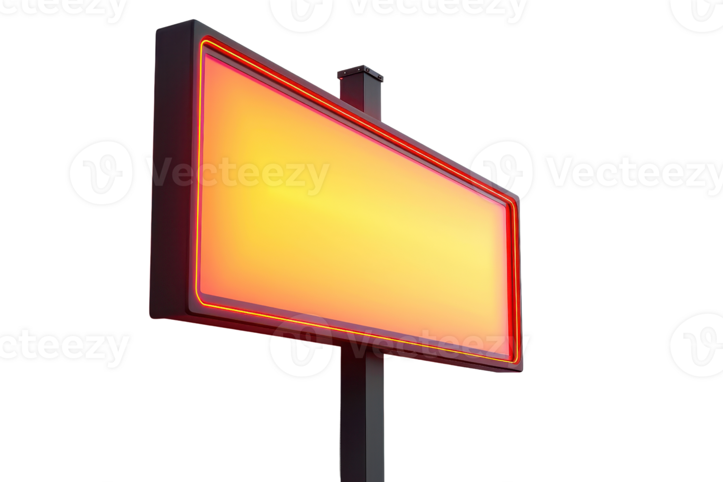 Illuminated blank sign with a glowing orange background isolated on a transparent background. perfect for advertising or promotional content. png