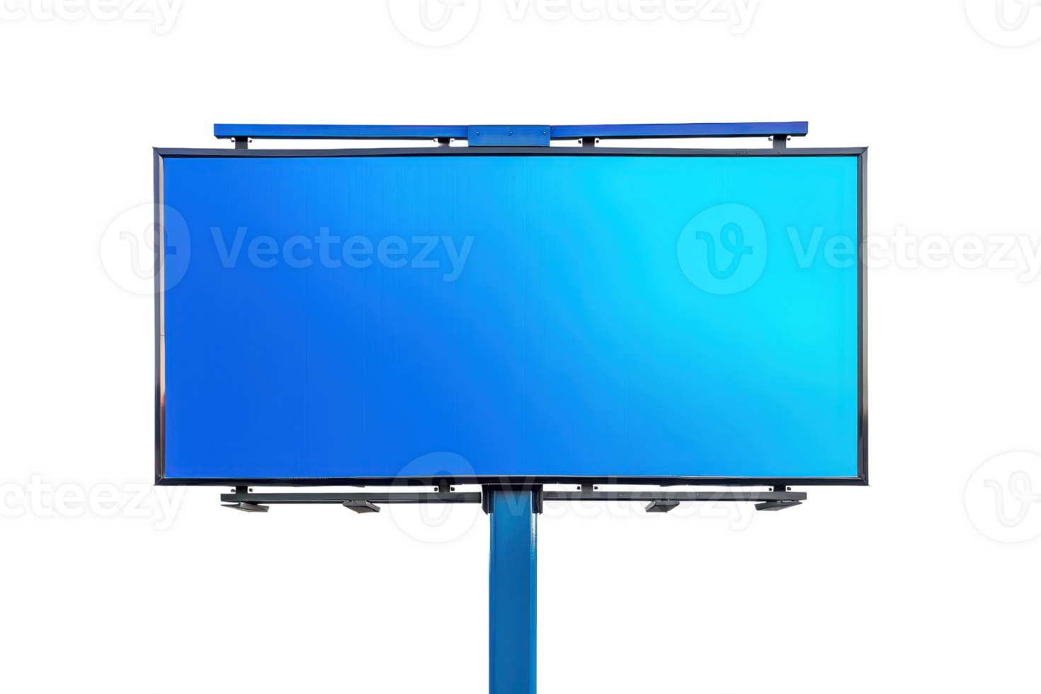 Large blank blue billboard isolated on transparent background. ready for advertising design or commercial message. png