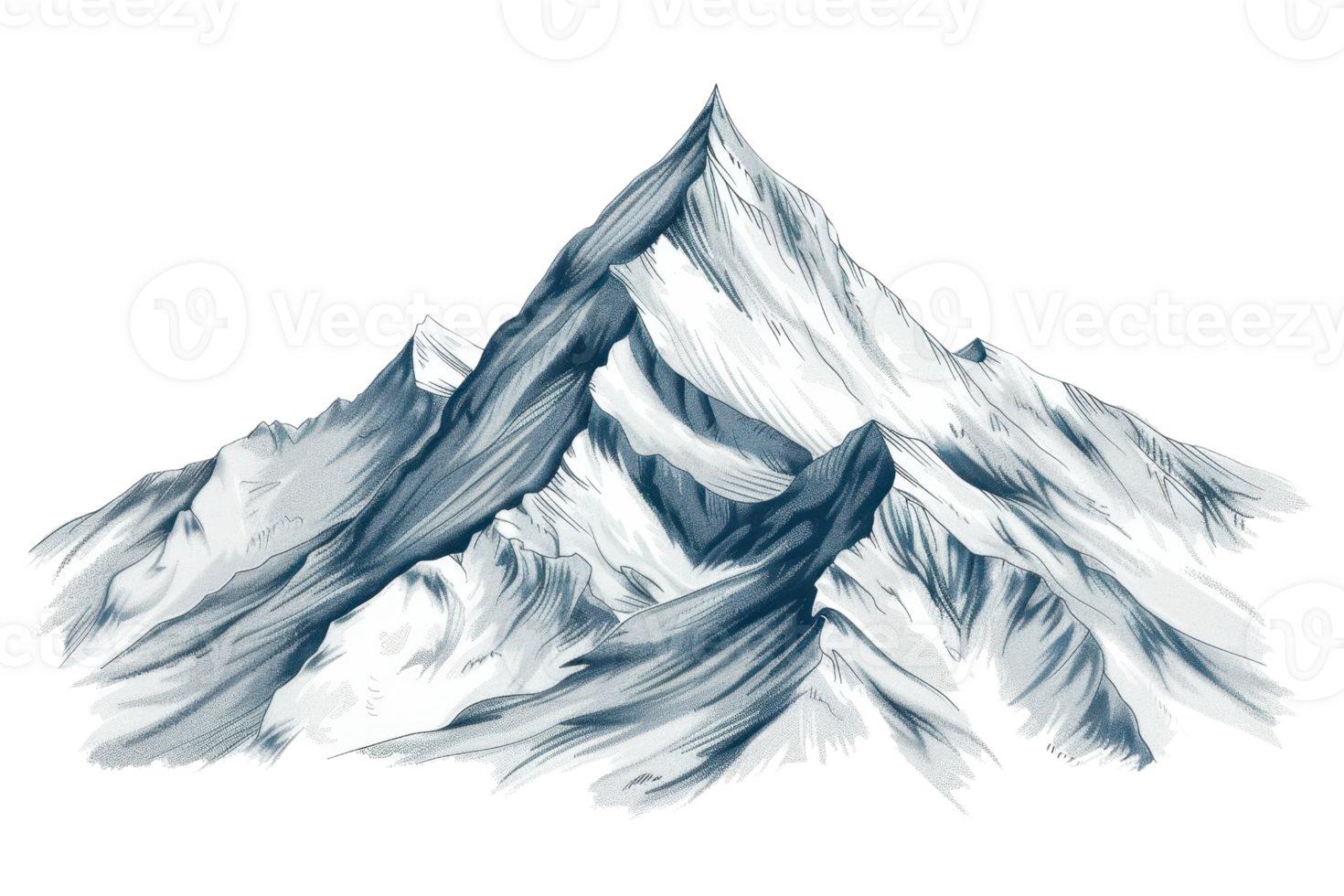 Illustration of majestic snow-capped mountain peaks. Perfect for adventure, nature, and travel themes in stock photos and projects. png