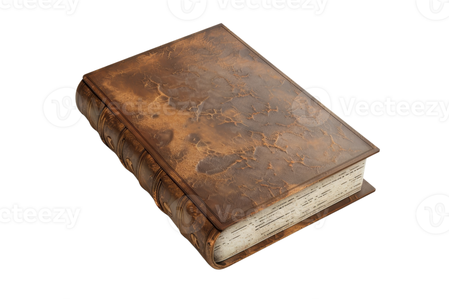 Vintage leather-bound book with worn pages. Perfect for antique, history, and literature-related projects. png