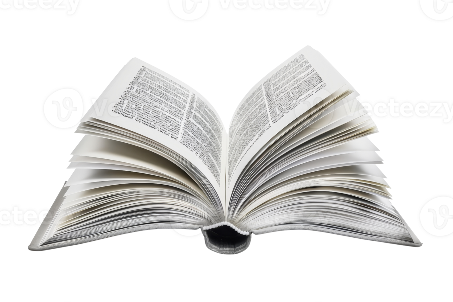 Open book with visible text, isolated on transparent background. Ideal for educational, literary, and knowledge-related design projects. png