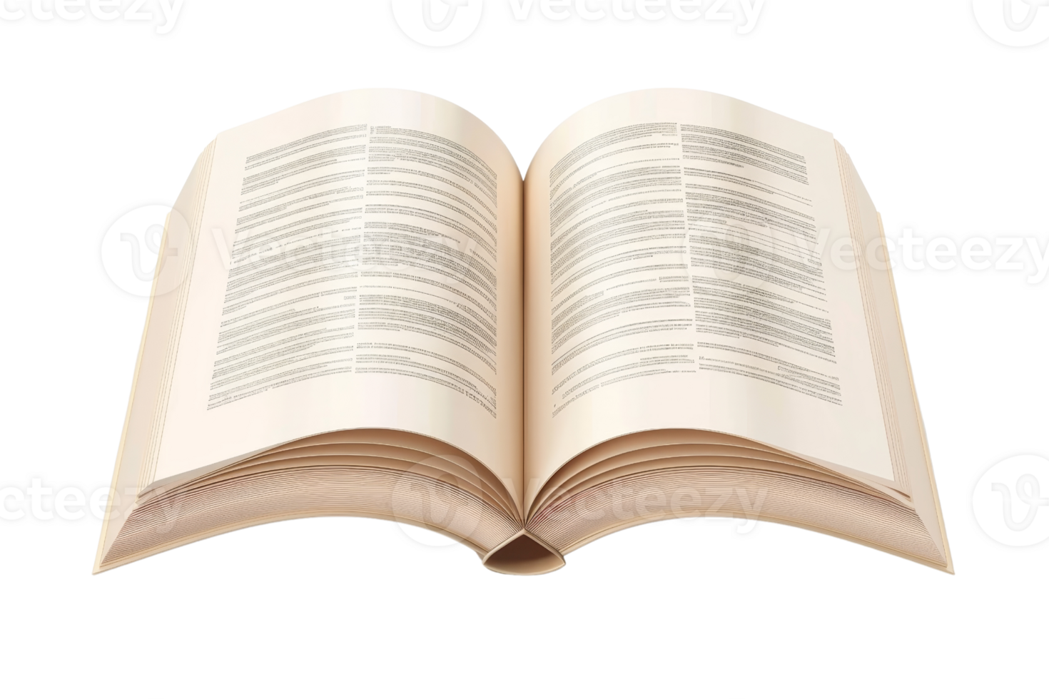 Open book with text on its pages. Perfect for education, reading, and literature themes. Isolated on transparent background. png