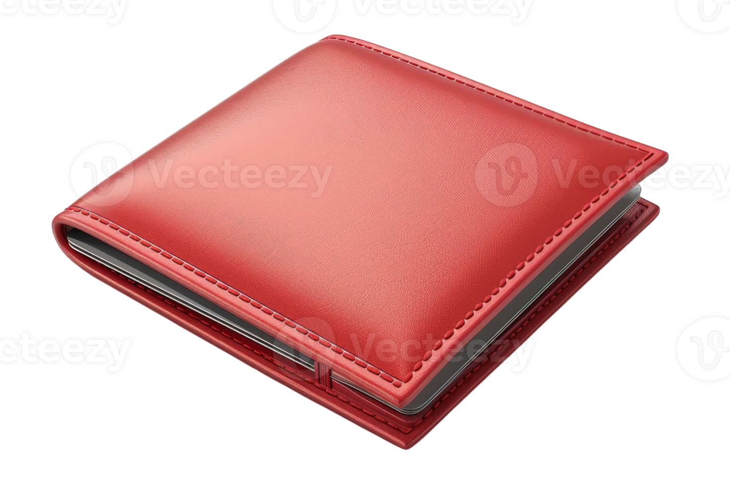 Red leather wallet, closed and isolated on transparent background. Perfect for finance, fashion, and personal accessory themes. png