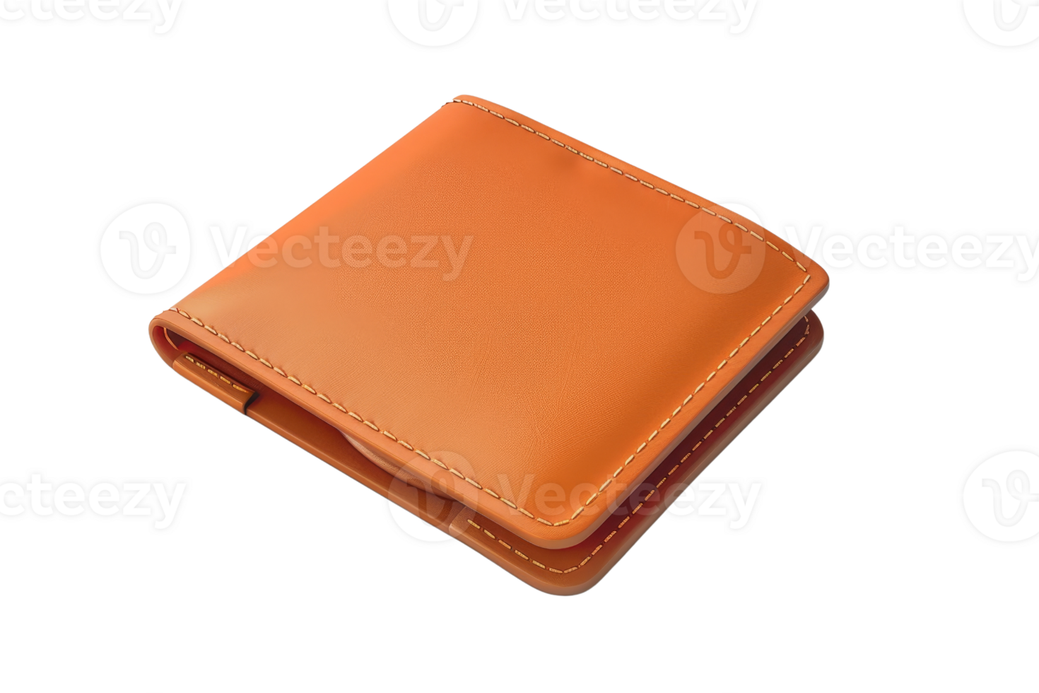 Elegant orange leather wallet isolated on transparent background. Stylish and functional accessory for carrying cash, cards, and essentials. png