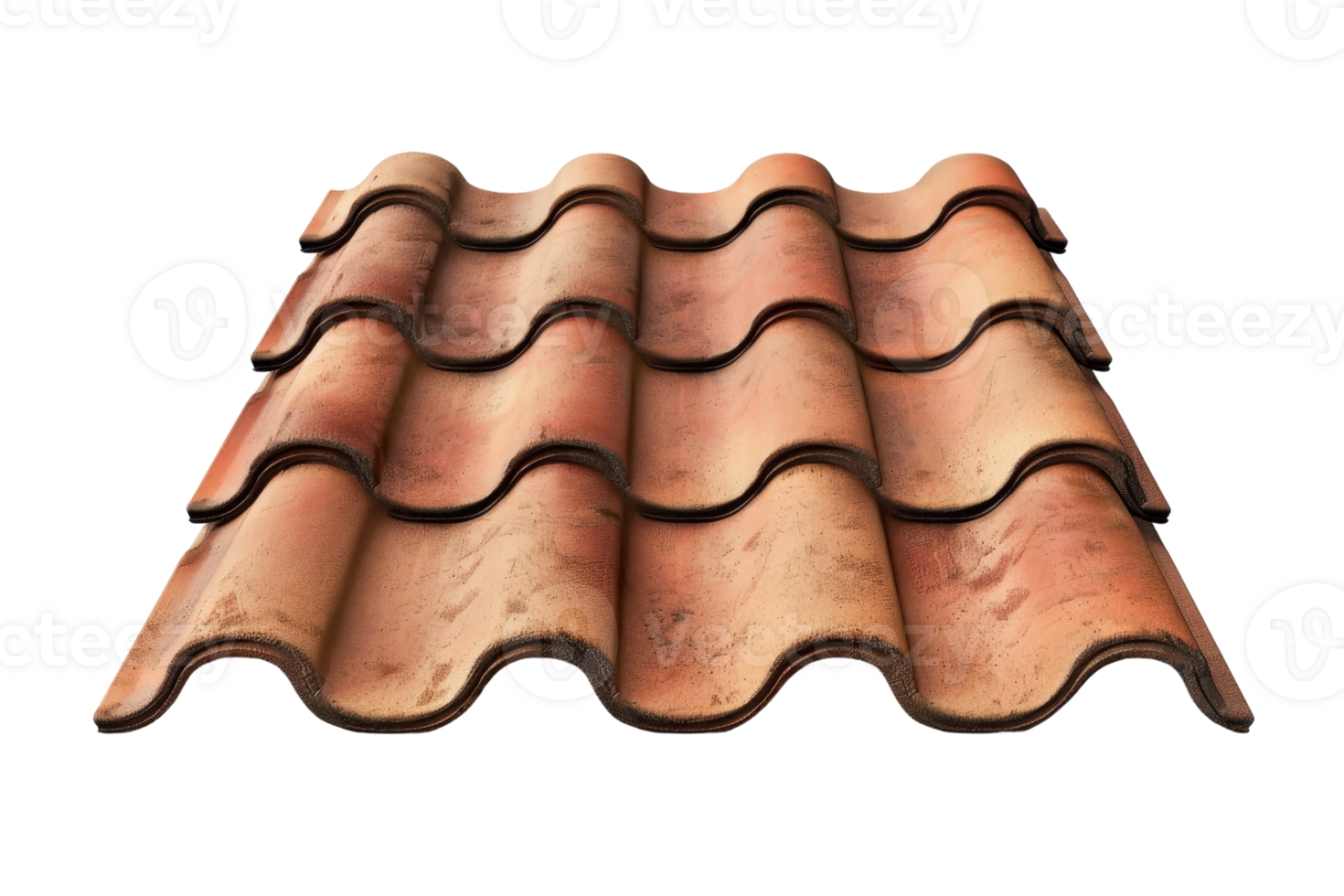 High-quality image of traditional terracotta roof tiles, perfect for roofing projects, architecture, and construction materials usage. png