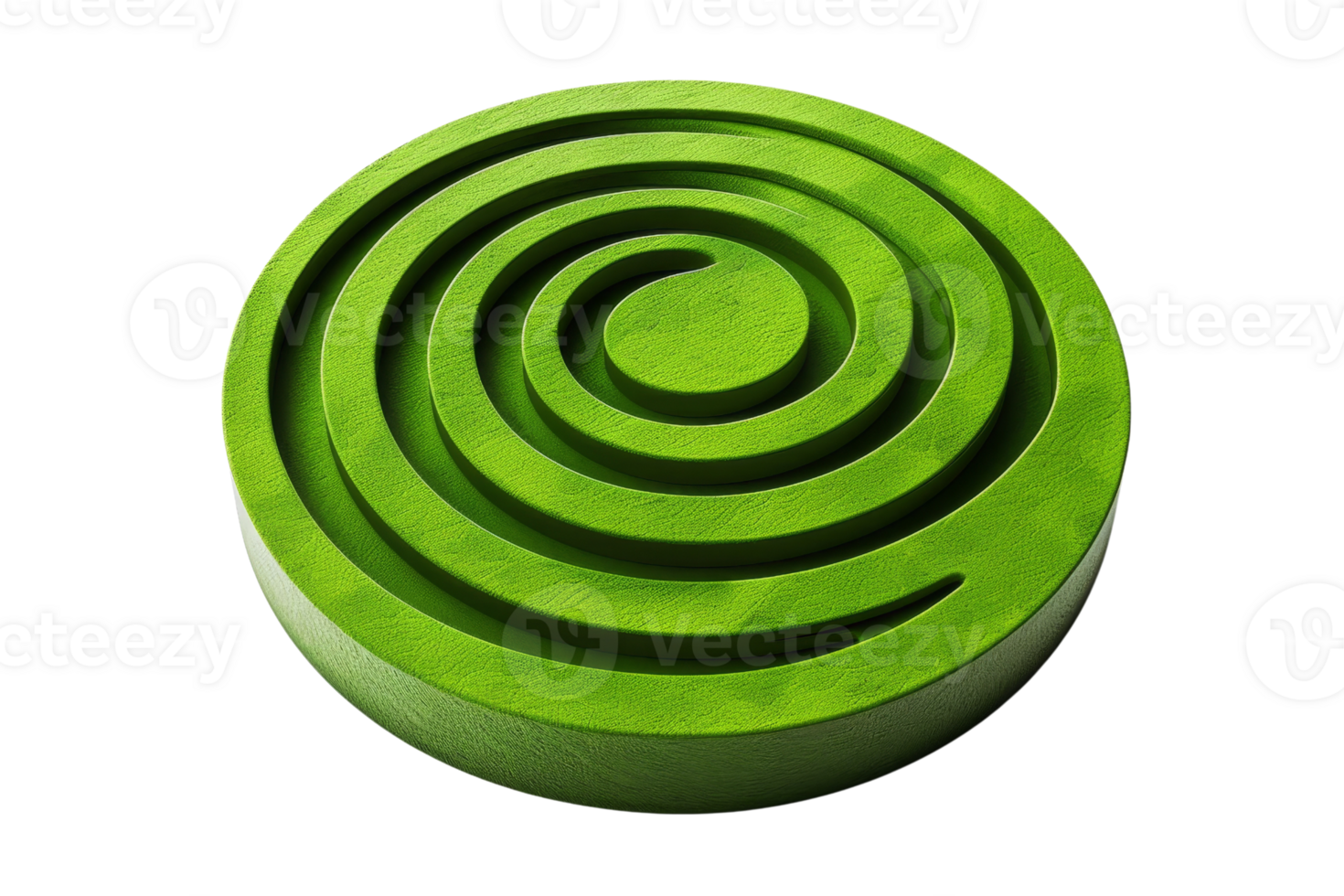 Green 3D spiral maze on a transparent background. highlighting intricate design and vibrant color. Ideal for concept or puzzle-themed visuals. png