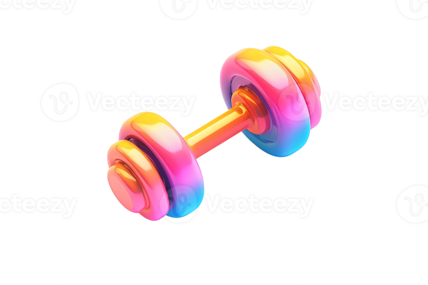 Vibrant, colorful dumbbell against transparent background. Perfect for fitness, health, and workout-related themes in modern and dynamic settings. png