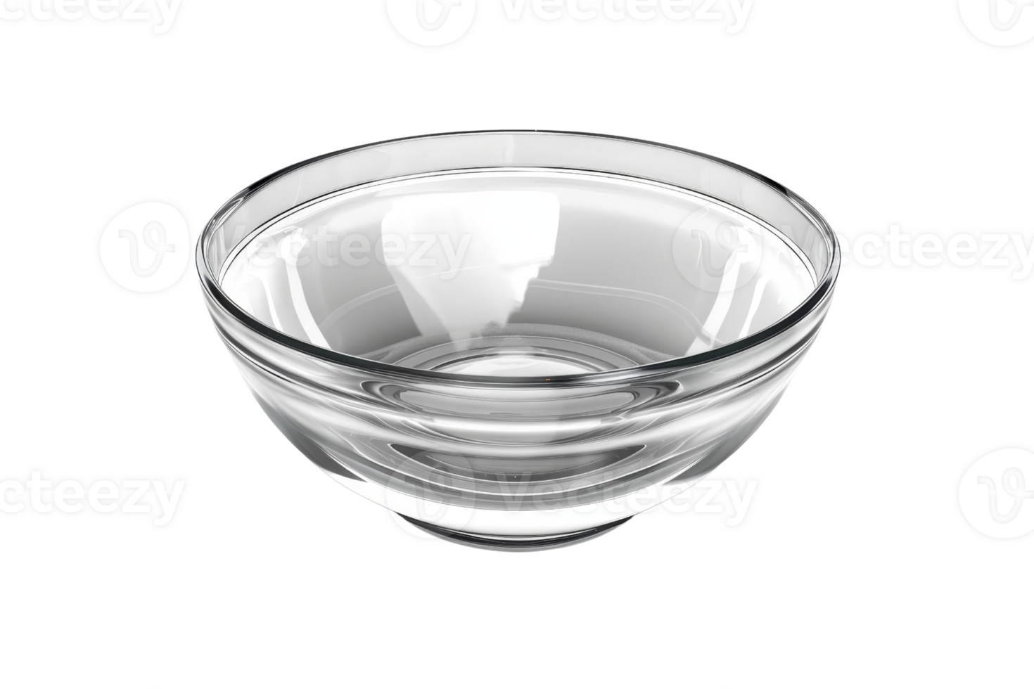Clear glass bowl isolated on transparent background. ideal for kitchen, dining, and food presentation purposes, with a modern and sleek design. png