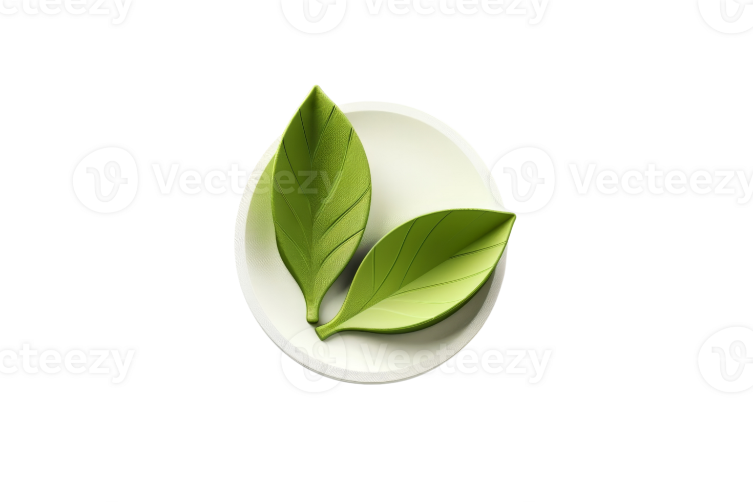 Close-up of two fresh green leaves on a transparent background. symbolizing nature, purity, and eco-friendly concepts. png