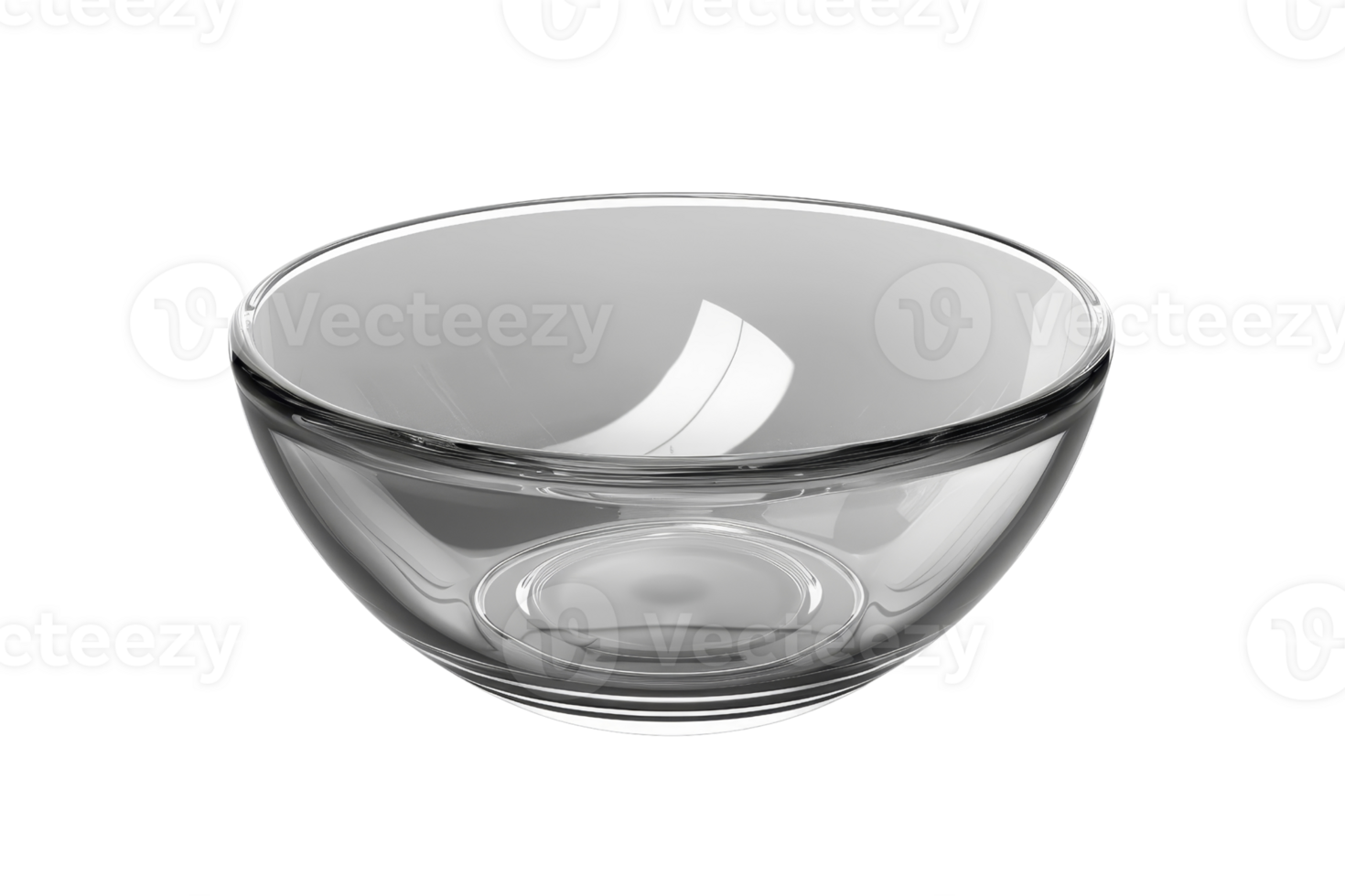 Clear glass bowl on a transparent background. perfect for kitchen and dining use. Ideal for food styling or culinary presentations. png