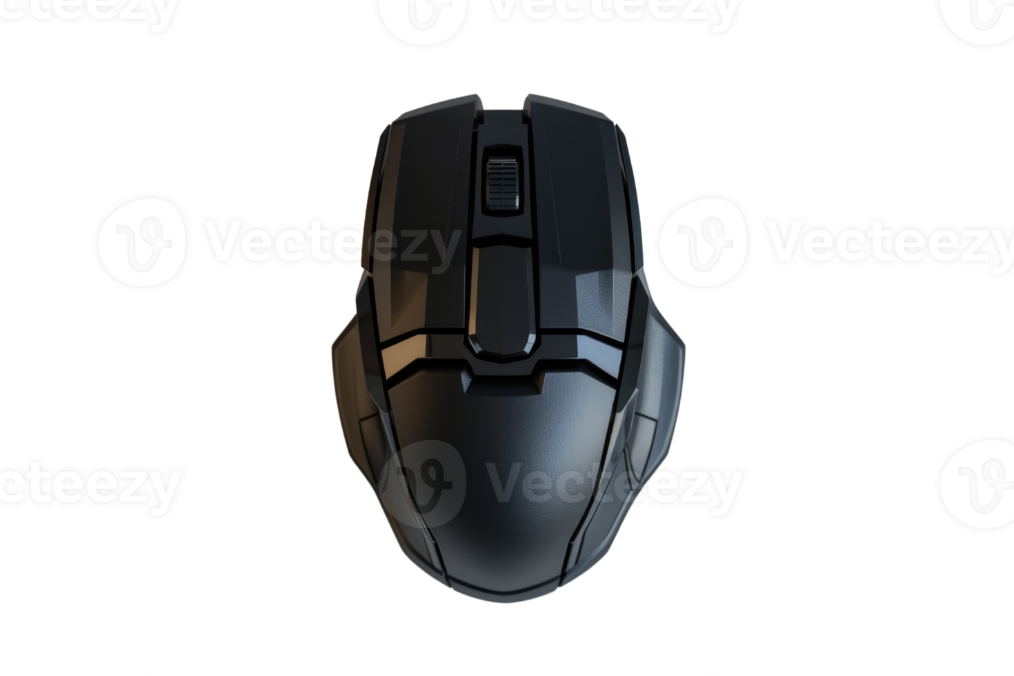 High-quality black wireless computer mouse on a transparent background. suitable for gaming and professional use with ergonomic design. png