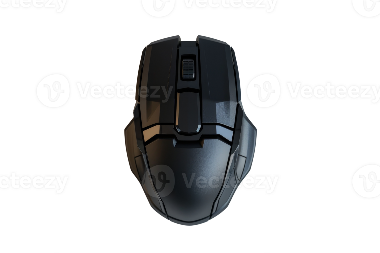High-quality black wireless computer mouse on a transparent background. suitable for gaming and professional use with ergonomic design. png