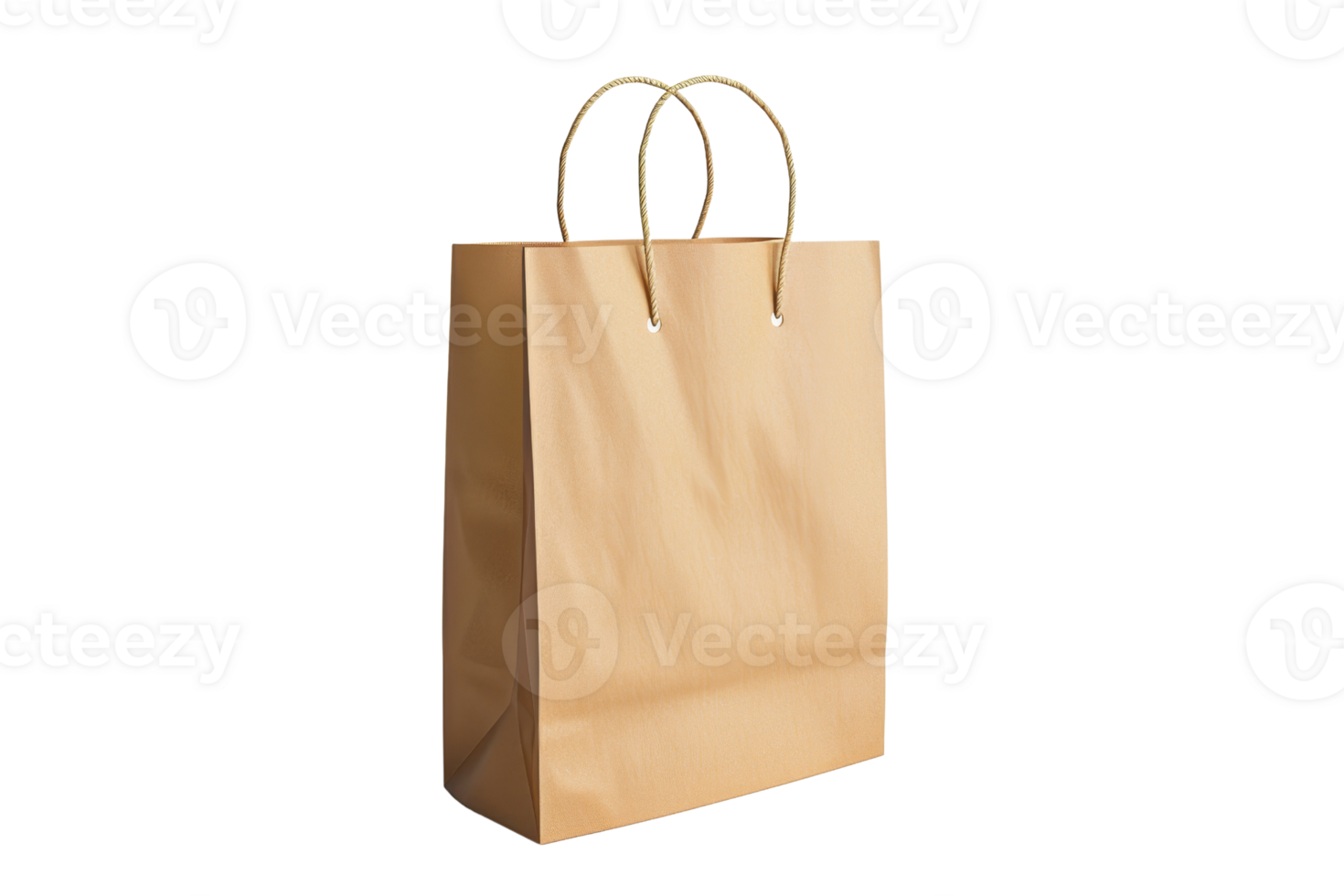 A brown paper shopping bag with handles, isolated on a transparent background. Perfect for eco-friendly and sustainable packaging solutions. png