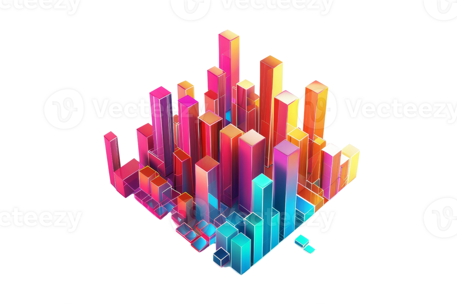 colorato 3d grafico rappresentazione di dati con bar grafici, in mostra informazione visivamente con vivace e dinamico design elementi. png