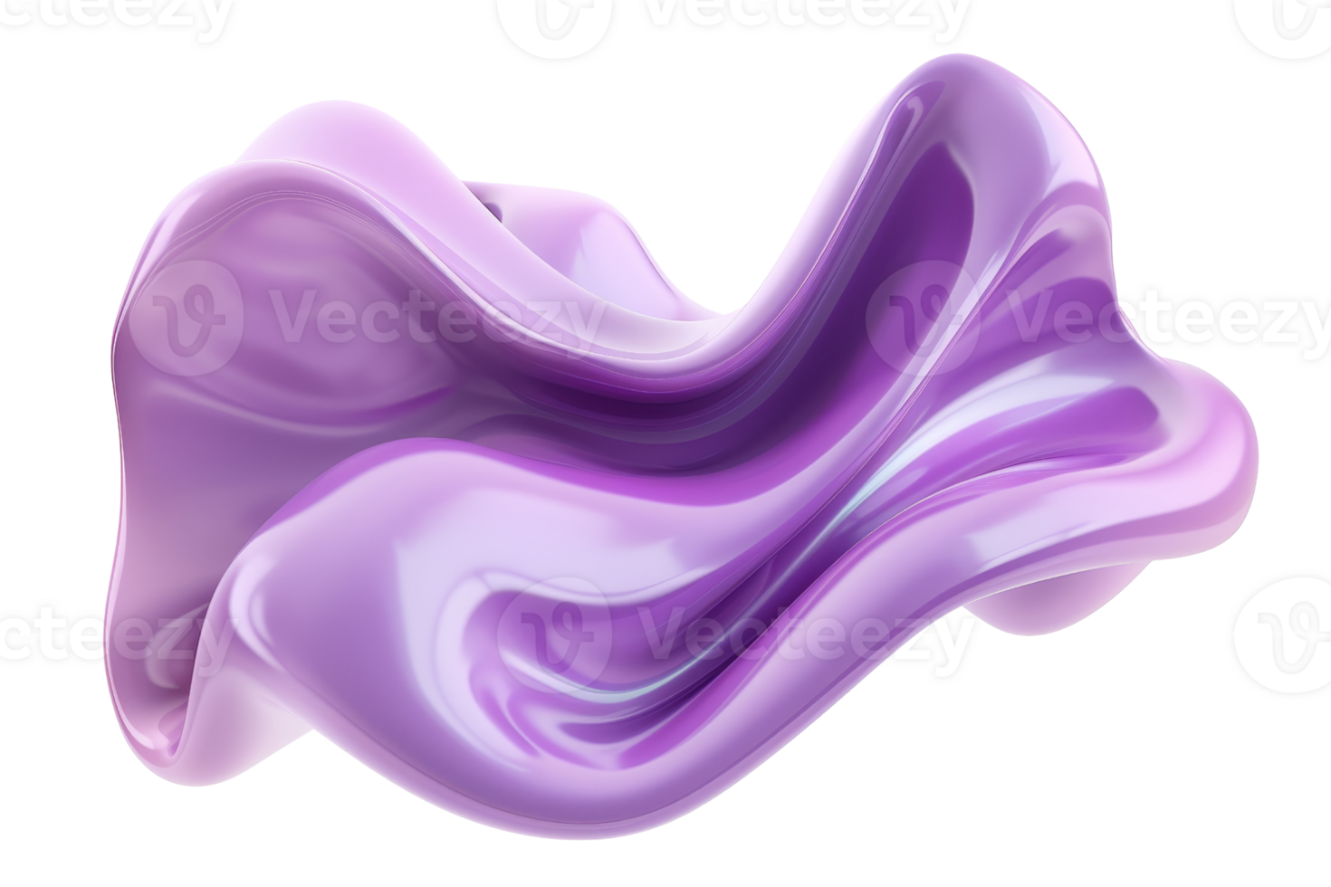 A stunning 3D abstract purple fluid shape with smooth, glossy texture. Perfect for modern design aesthetics and artistic projects. png