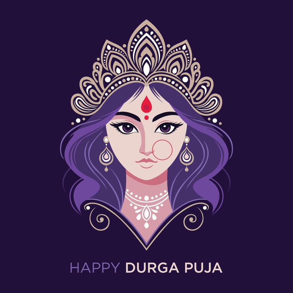 Illustration of Goddess Durga's face vector