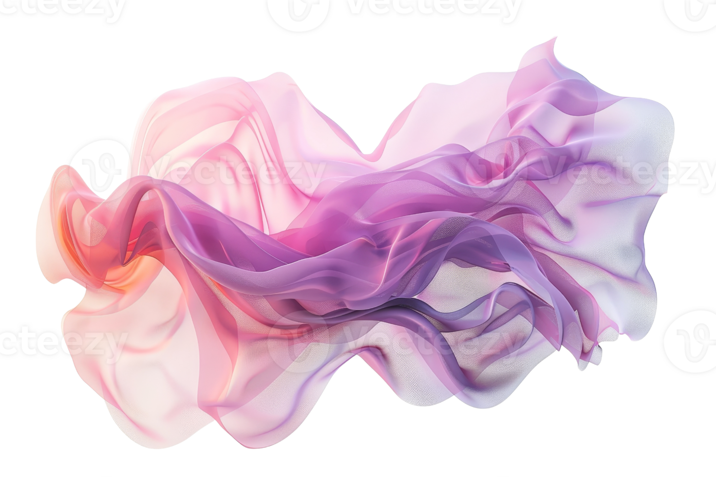 Abstract fluid shape with soft purple and pink hues, resembling flowing fabric in a dynamic, swirling motion. png